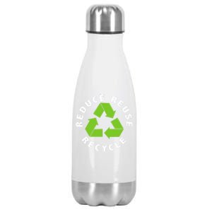 Reduce Reuse Recycle Happy Earth Day Save Earth Funny Gift Stainless Steel Insulated Water Bottle