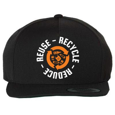 Recycle Reduce Reuse Wool Snapback Cap