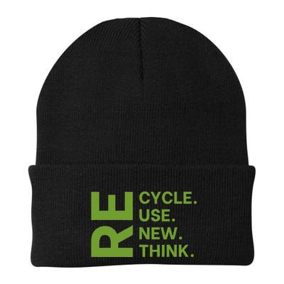 Recycle Reuse Renew Rethink Earth Day Environmental Activism Knit Cap Winter Beanie