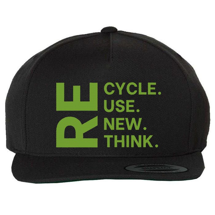 Recycle Reuse Renew Rethink Earth Day Environmental Activism Wool Snapback Cap