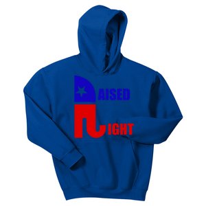 Raised Right Republican Elephant Pro Trump 2020 Patriotic Gift Kids Hoodie