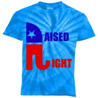 Raised Right Republican Elephant Pro Trump 2020 Patriotic Gift Kids Tie-Dye T-Shirt