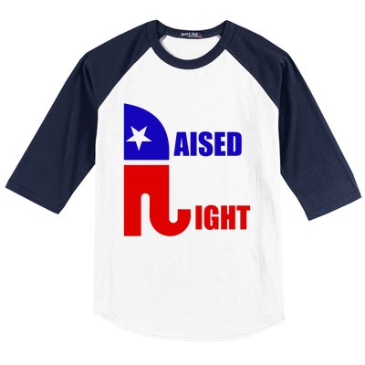 Raised Right Republican Elephant Pro Trump 2020 Patriotic Gift Baseball Sleeve Shirt