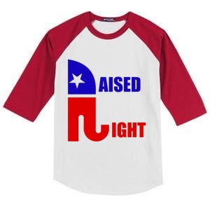 Raised Right Republican Elephant Pro Trump 2020 Patriotic Gift Kids Colorblock Raglan Jersey