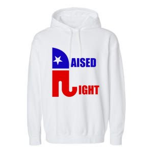 Raised Right Republican Elephant Pro Trump 2020 Patriotic Gift Garment-Dyed Fleece Hoodie