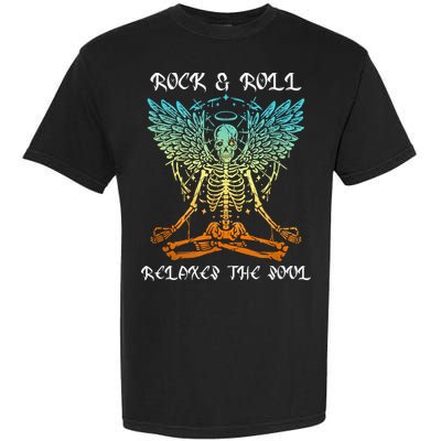 Rock & Roll Relaxes The Soul Meditating Skeleton Garment-Dyed Heavyweight T-Shirt