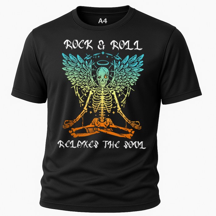 Rock & Roll Relaxes The Soul Meditating Skeleton Cooling Performance Crew T-Shirt