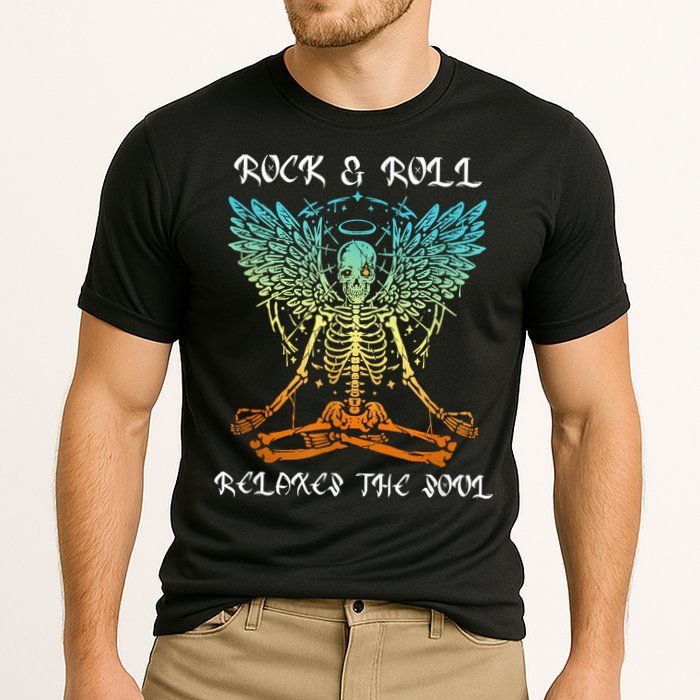 Rock & Roll Relaxes The Soul Meditating Skeleton Cooling Performance Crew T-Shirt