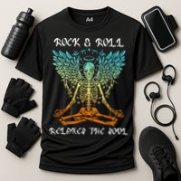 Rock & Roll Relaxes The Soul Meditating Skeleton Cooling Performance Crew T-Shirt