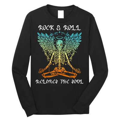 Rock & Roll Relaxes The Soul Meditating Skeleton Long Sleeve Shirt