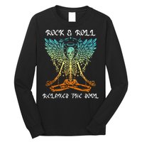 Rock & Roll Relaxes The Soul Meditating Skeleton Long Sleeve Shirt