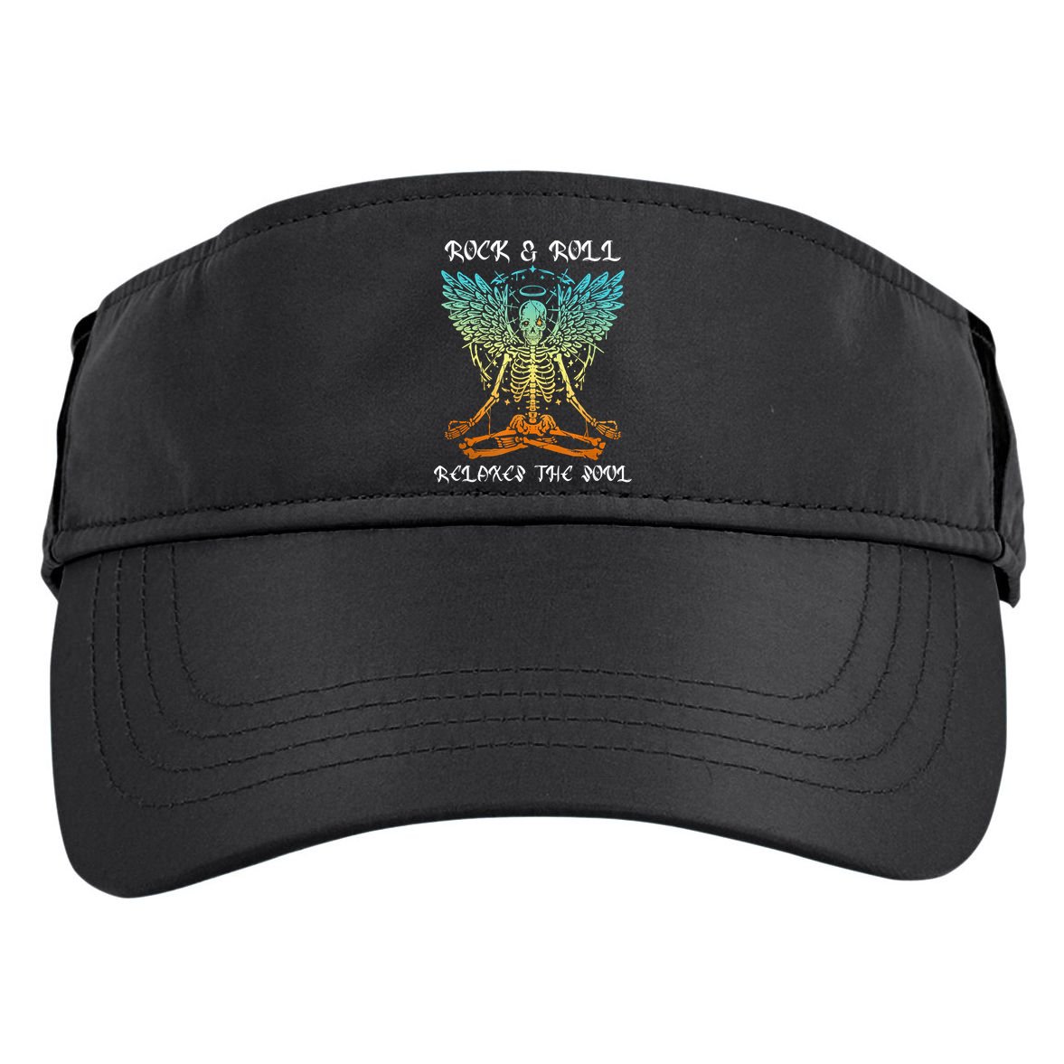 Rock & Roll Relaxes The Soul Meditating Skeleton Adult Drive Performance Visor