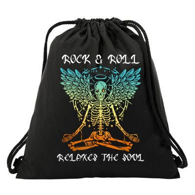 Rock & Roll Relaxes The Soul Meditating Skeleton Drawstring Bag