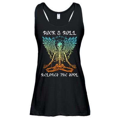 Rock & Roll Relaxes The Soul Meditating Skeleton Ladies Essential Flowy Tank