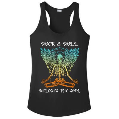 Rock & Roll Relaxes The Soul Meditating Skeleton Ladies PosiCharge Competitor Racerback Tank