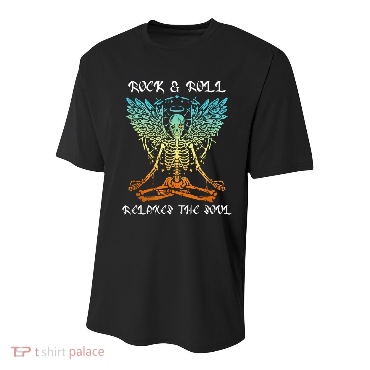 Rock & Roll Relaxes The Soul Meditating Skeleton Youth Performance Sprint T-Shirt