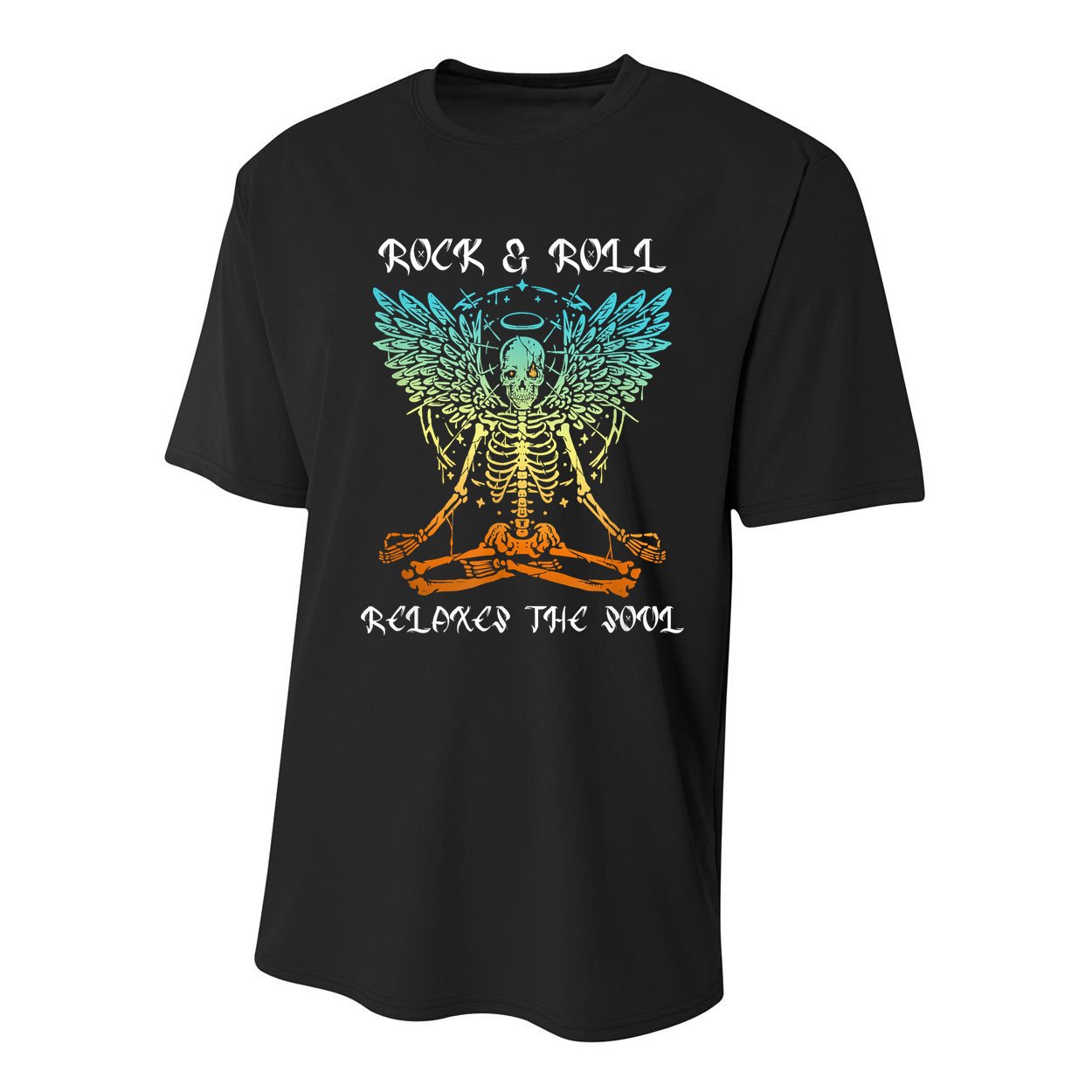 Rock & Roll Relaxes The Soul Meditating Skeleton Youth Performance Sprint T-Shirt