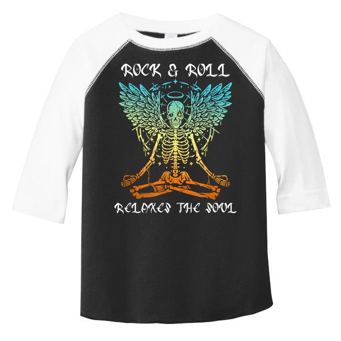 Rock & Roll Relaxes The Soul Meditating Skeleton Toddler Fine Jersey T-Shirt