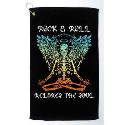 Rock & Roll Relaxes The Soul Meditating Skeleton Golf Towel