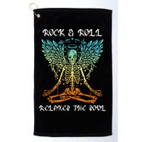 Rock & Roll Relaxes The Soul Meditating Skeleton Golf Towel
