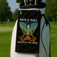 Rock & Roll Relaxes The Soul Meditating Skeleton Golf Towel