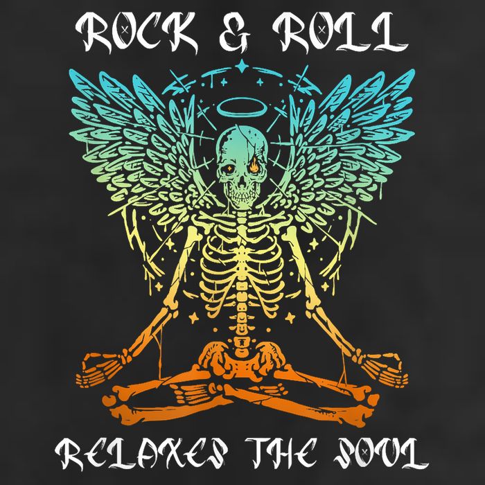 Rock & Roll Relaxes The Soul Meditating Skeleton Golf Towel