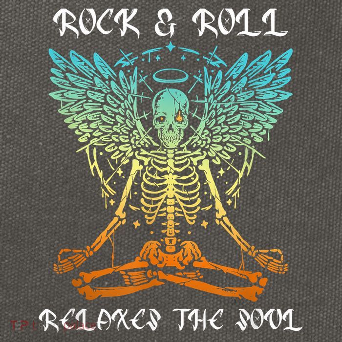 Rock & Roll Relaxes The Soul Meditating Skeleton Cotton Canvas Backpack
