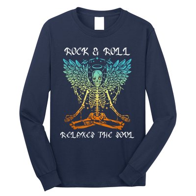 Rock & Roll Relaxes The Soul Meditating Skeleton Long Sleeve Shirt