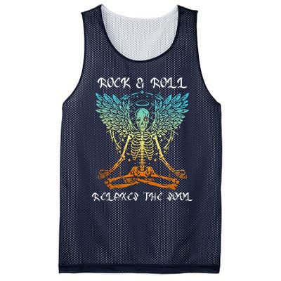 Rock & Roll Relaxes The Soul Meditating Skeleton Mesh Reversible Basketball Jersey Tank