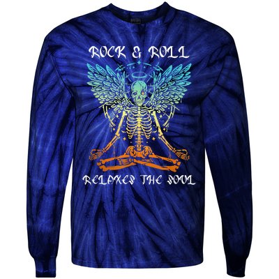 Rock & Roll Relaxes The Soul Meditating Skeleton Tie-Dye Long Sleeve Shirt