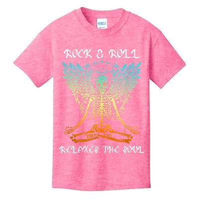 Rock & Roll Relaxes The Soul Meditating Skeleton Kids T-Shirt