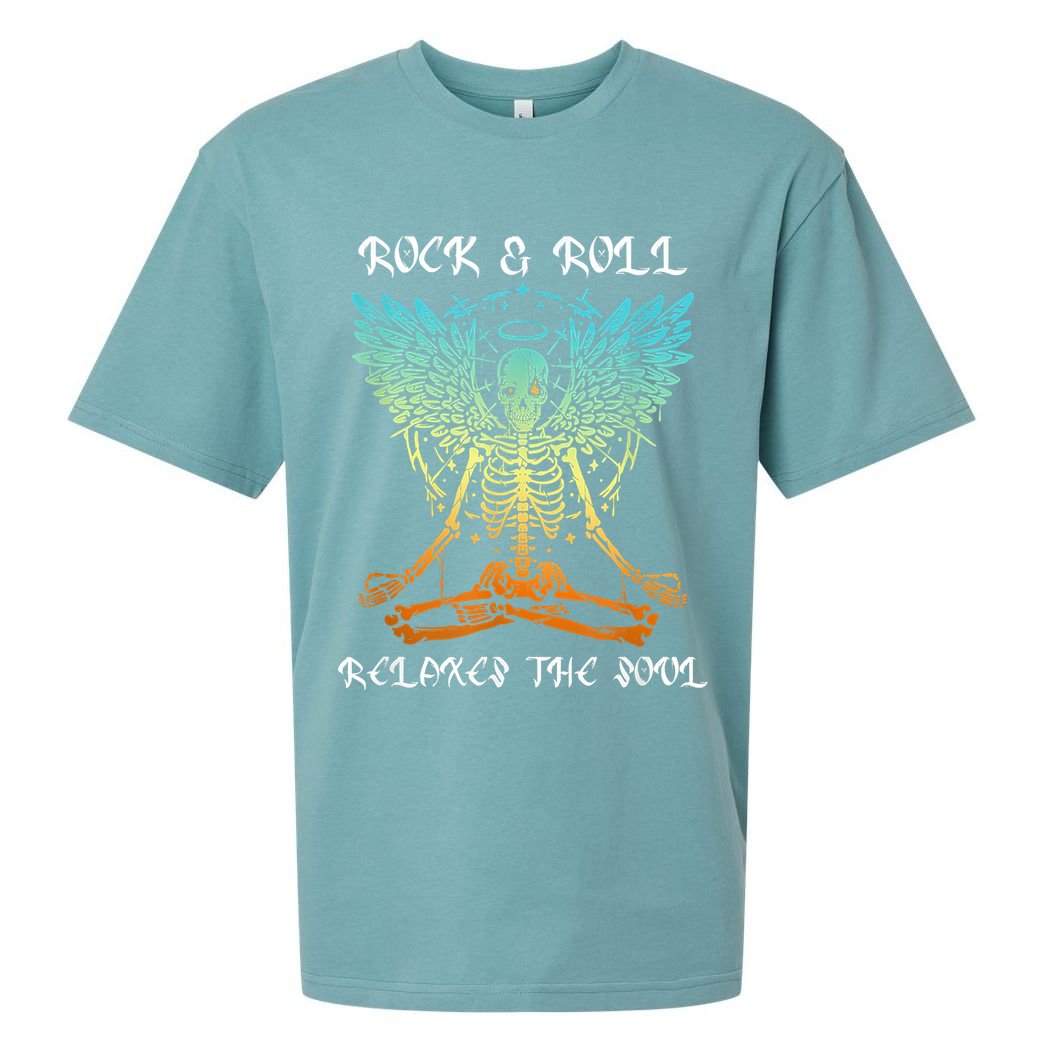 Rock & Roll Relaxes The Soul Meditating Skeleton Sueded Cloud Jersey T-Shirt