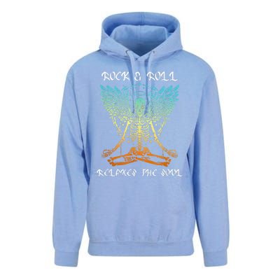 Rock & Roll Relaxes The Soul Meditating Skeleton Unisex Surf Hoodie