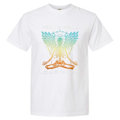 Rock & Roll Relaxes The Soul Meditating Skeleton Garment-Dyed Heavyweight T-Shirt