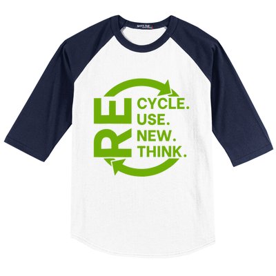 Recycle Reuse Renew Rethink Crisis Environmental Activism Baseball Sleeve Shirt