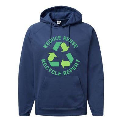 Reduce Reuse Recycle Repeat Recycling Earth Day Environt Cute Gift Performance Fleece Hoodie