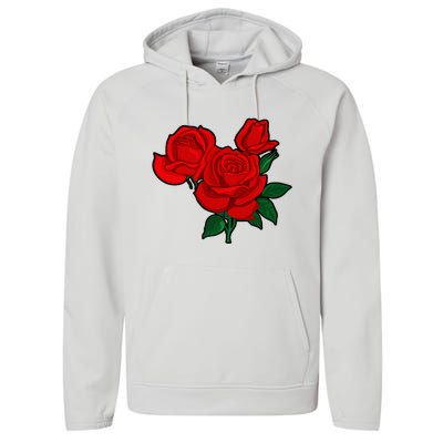 Red Roses Performance Fleece Hoodie