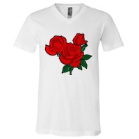 Red Roses V-Neck T-Shirt