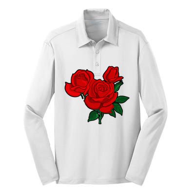 Red Roses Silk Touch Performance Long Sleeve Polo