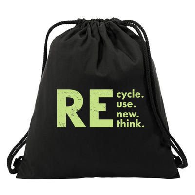Recycle Reuse Renew Rethink Crisis Drawstring Bag