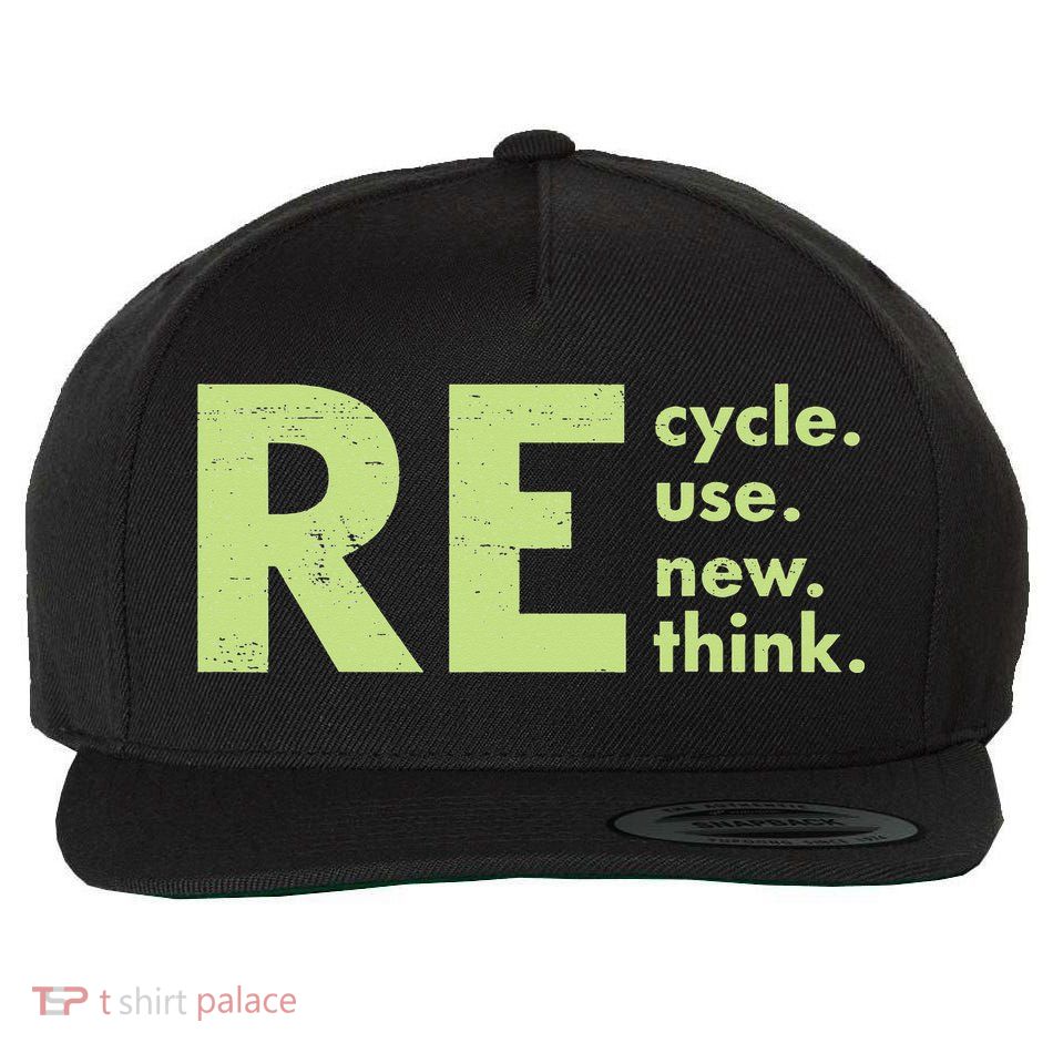 Recycle Reuse Renew Rethink Crisis Wool Snapback Cap