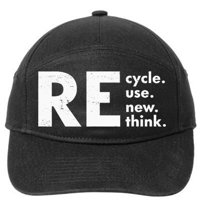 Retro Recycle Reuse Renew Rethink Crisis 7-Panel Snapback Hat