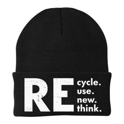 Retro Recycle Reuse Renew Rethink Crisis Knit Cap Winter Beanie