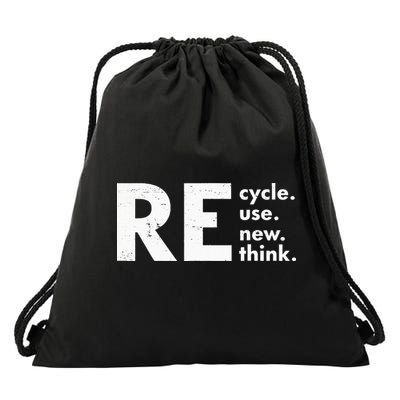 Retro Recycle Reuse Renew Rethink Crisis Drawstring Bag