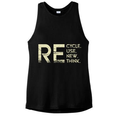 Recycle Reuse Renew Rethink Meaningful Gift Ladies PosiCharge Tri-Blend Wicking Tank