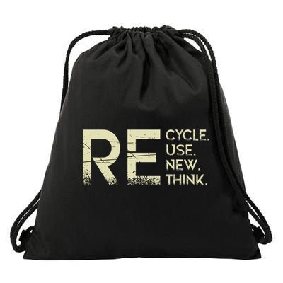 Recycle Reuse Renew Rethink Meaningful Gift Drawstring Bag