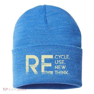 Recycle Reuse Renew Rethink Meaningful Gift Sustainable Knit Beanie