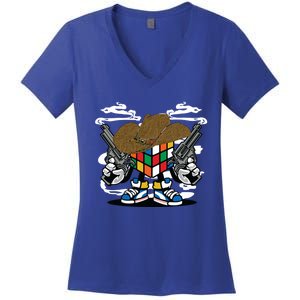 Rubik Rubix Rubics Magic Cube Puzzle Solvers Players Graphic Cute Gift Women's V-Neck T-Shirt