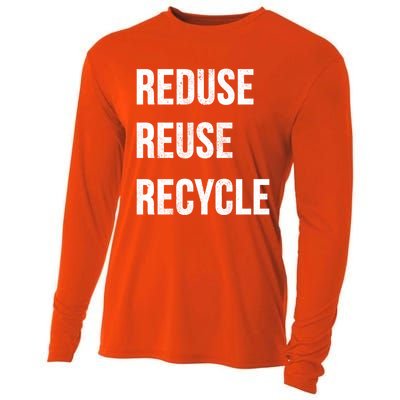 Reduce Reuse Recycle Vintage Recycling Saying Gift Cooling Performance Long Sleeve Crew