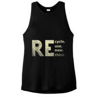 Recycle Reuse Renew Rethink Earth Day Ladies PosiCharge Tri-Blend Wicking Tank